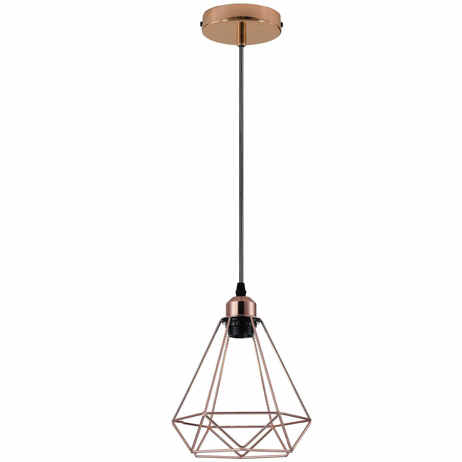 Lámpara colgante de techo industrial de jaula de alambre de oro rosa luz vintage - Imagen 13 de 19