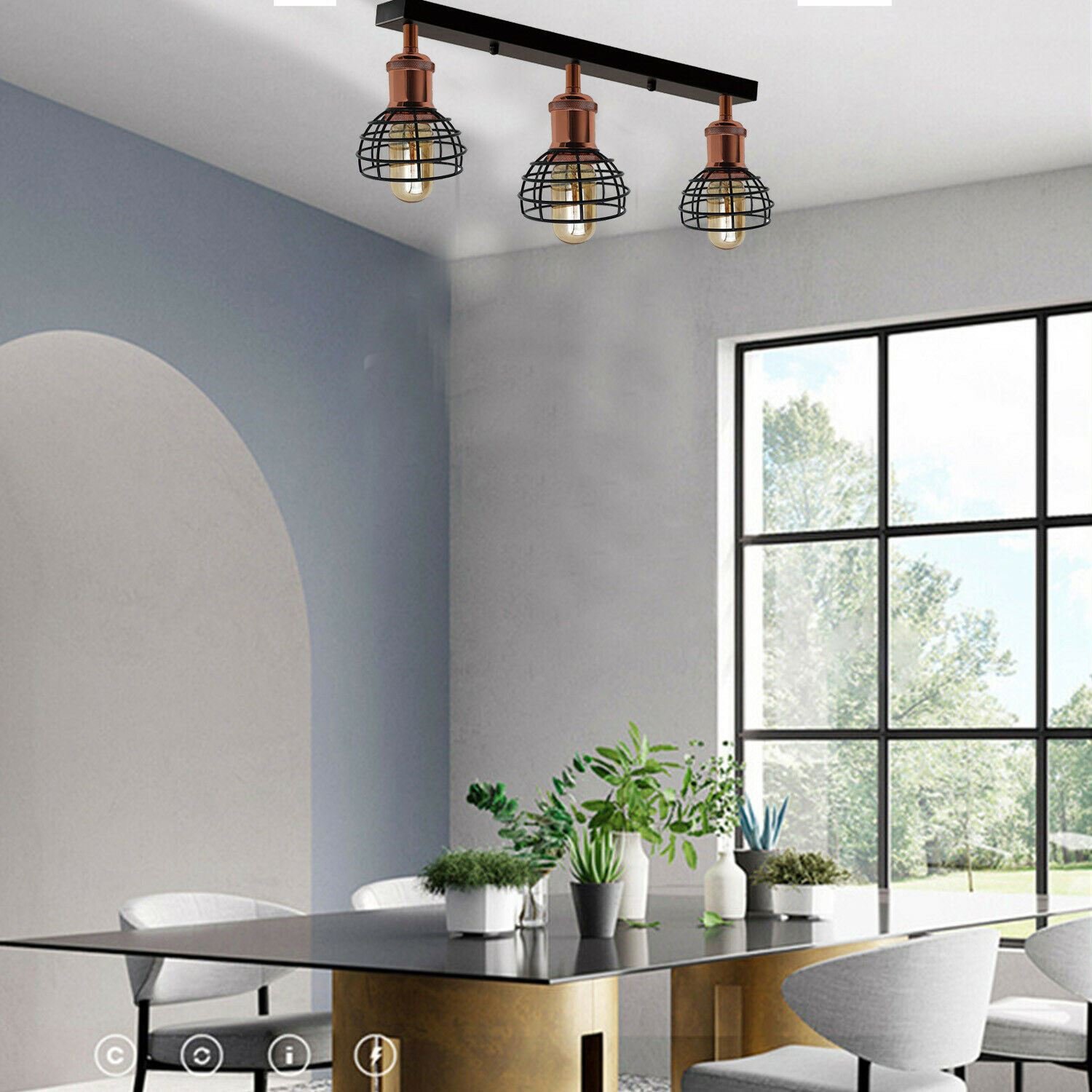 Moderna luz de techo LED industrial de 3 vías E27 para montaje interior - Imagen 11 de 12
