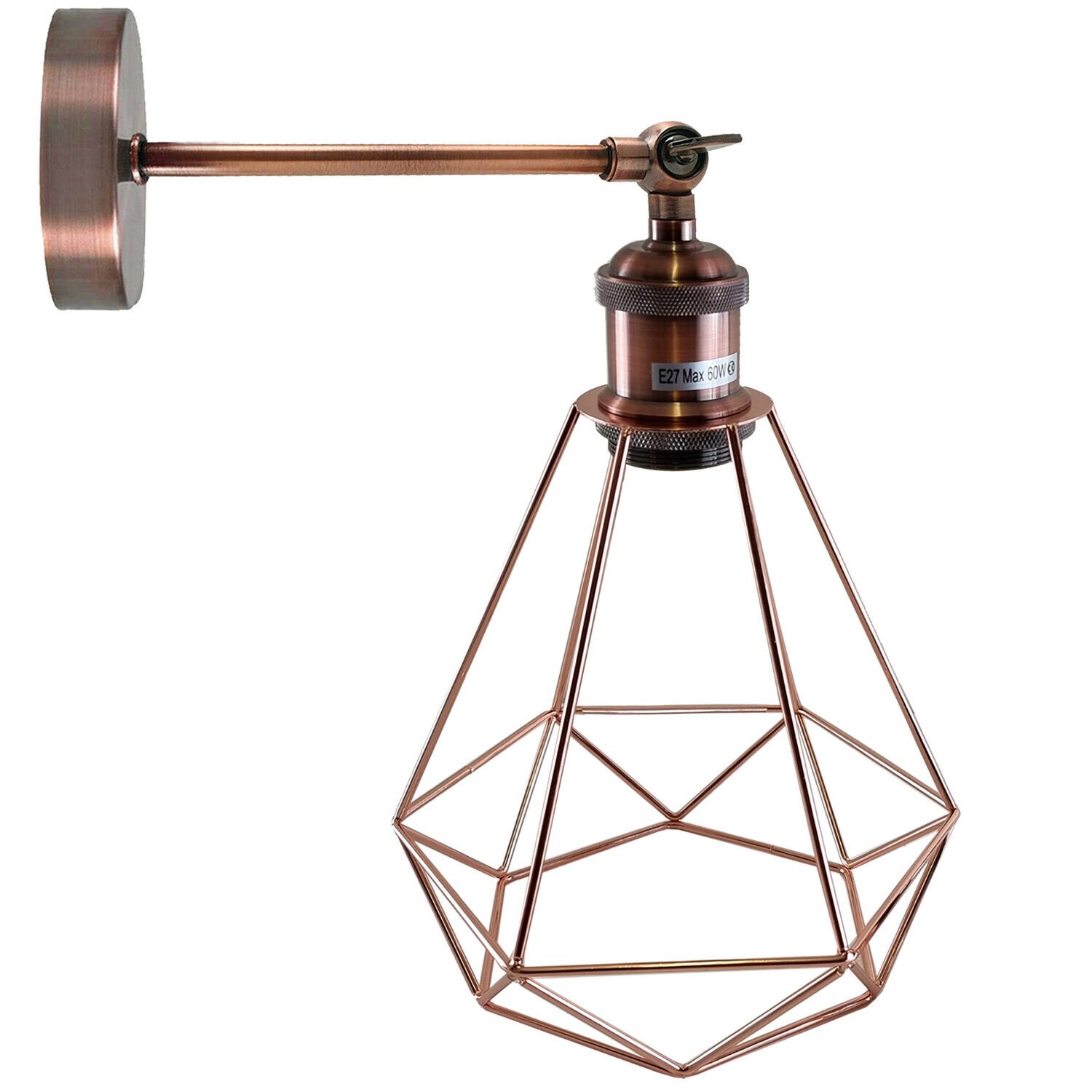 Lámpara colgante de techo industrial de jaula de alambre de oro rosa luz vintage - Imagen 11 de 19