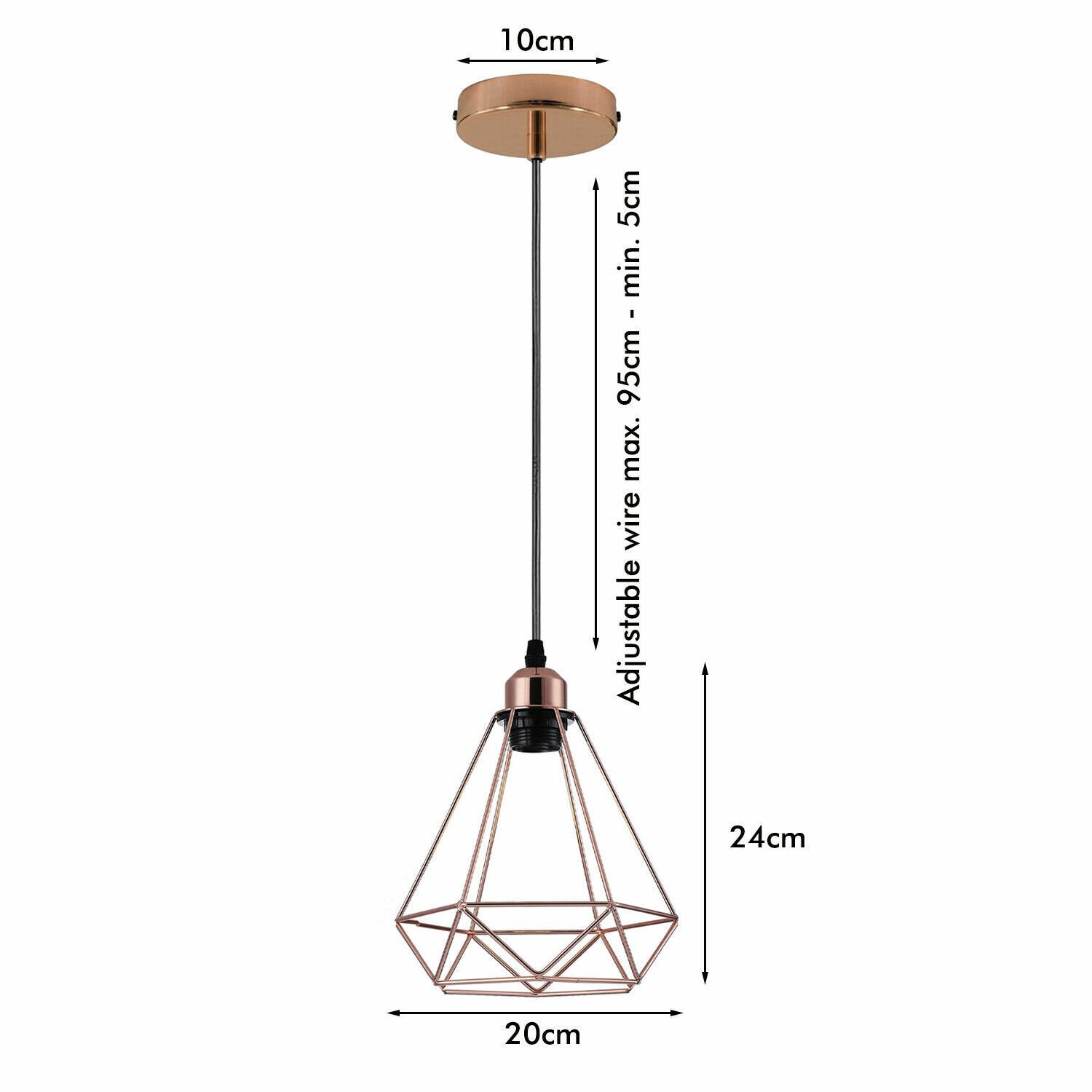 Lámpara colgante de techo industrial de jaula de alambre de oro rosa luz vintage - Imagen 14 de 19