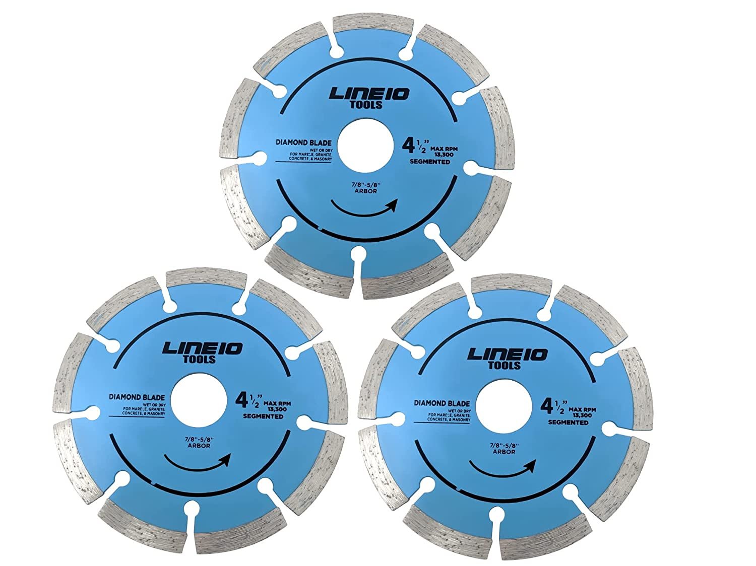 LINE10 Tools Diamond Saw Blade 4-1/2 Inch for Angle Grinders, Pack of 3