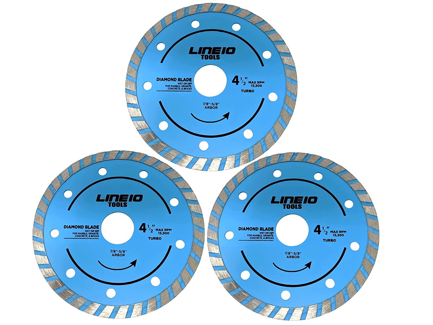 LINE10 Tools Diamond Saw Blade 4-1/2 Inch for Angle Grinders, Pack of 3