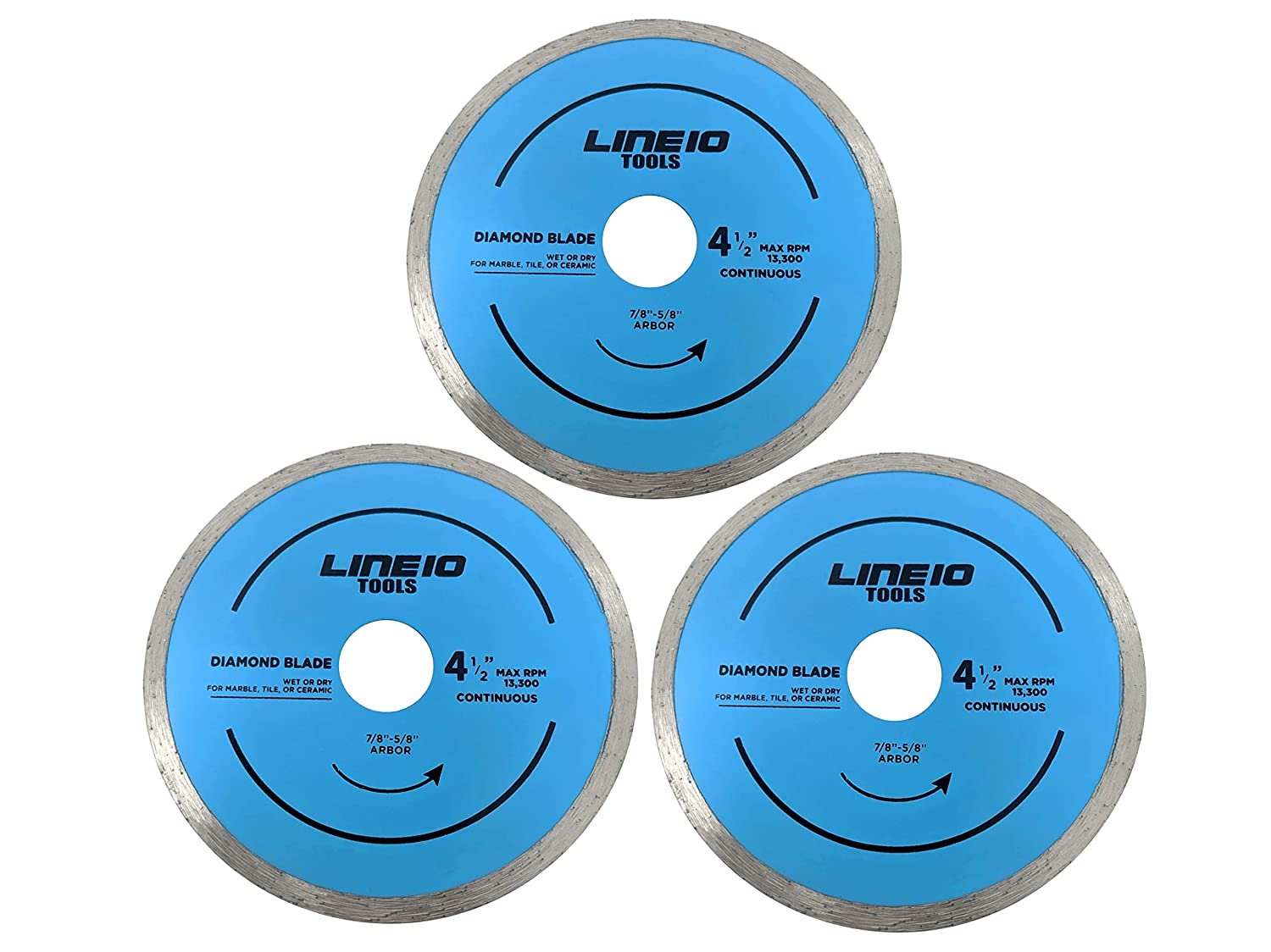 LINE10 Tools Diamond Saw Blade 4-1/2 Inch for Angle Grinders, Pack of 3