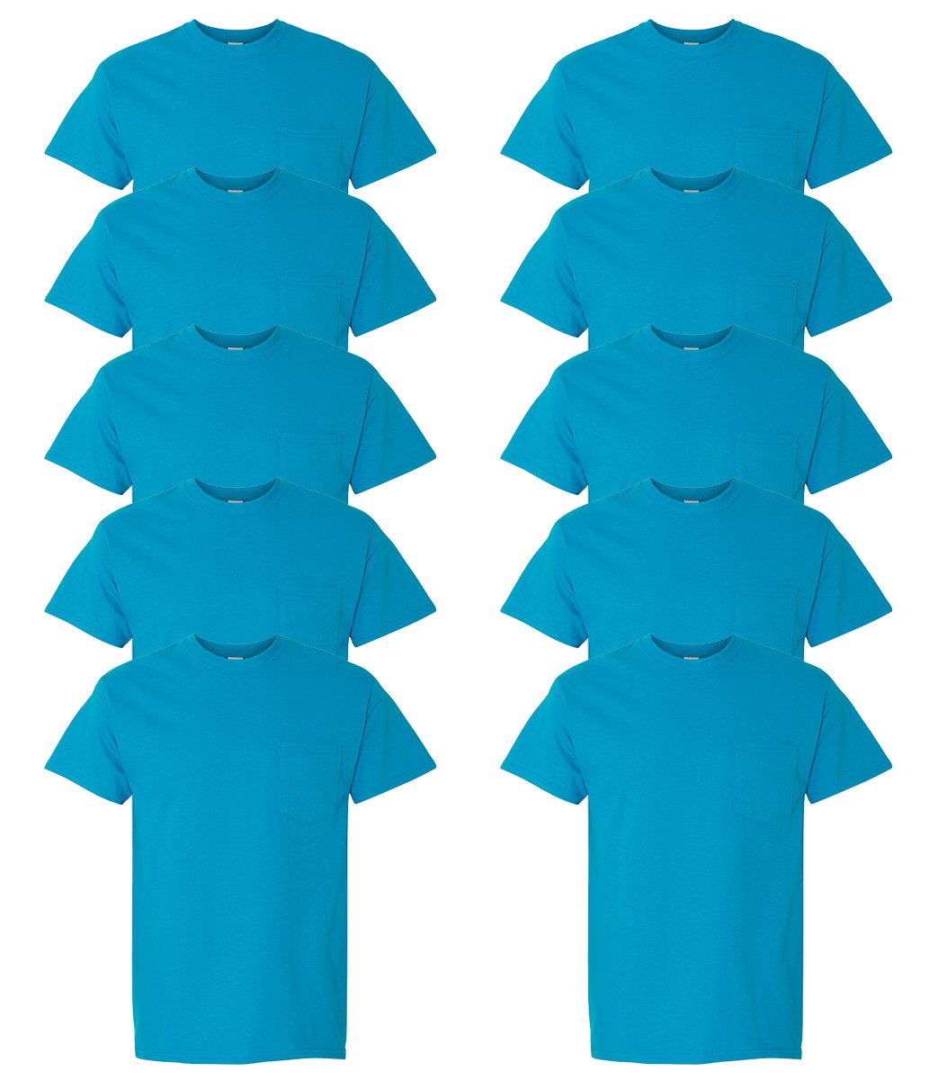 Gildan Pocket T-Shirt 10-Pack Crew Heavyweight 5.3oz 100% Preshrunk Cotton G530 - Picture 12 of 15