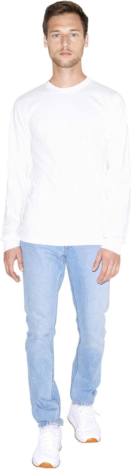 American Apparel Men's Organic Fine Jersey Crewneck Long Sleeve T-Shirt - Picture 11 of 11
