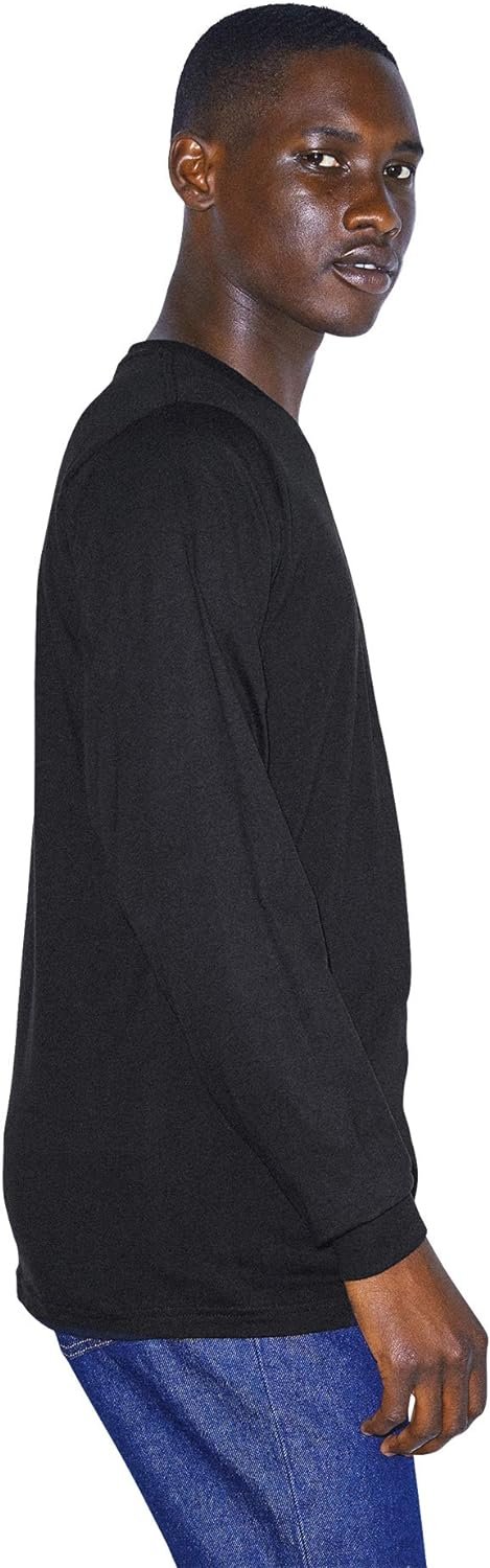 American Apparel Men's Organic Fine Jersey Crewneck Long Sleeve T-Shirt - Picture 3 of 11