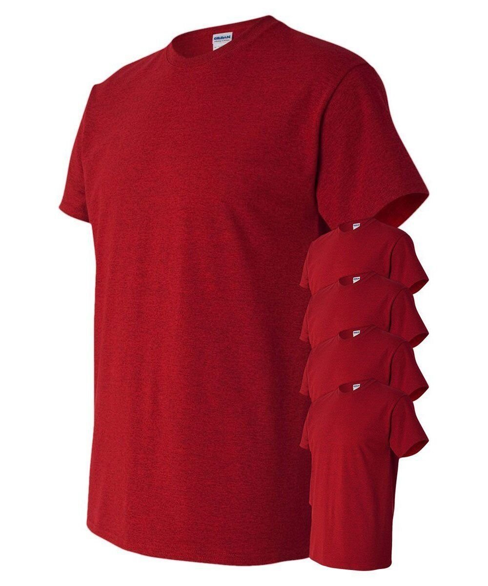 T-shirt uomo Gildan confezione da 5 pezzi Crew pesante 5,3 oz 100% cotone prestringuto S-3XL - Foto 2 di 37