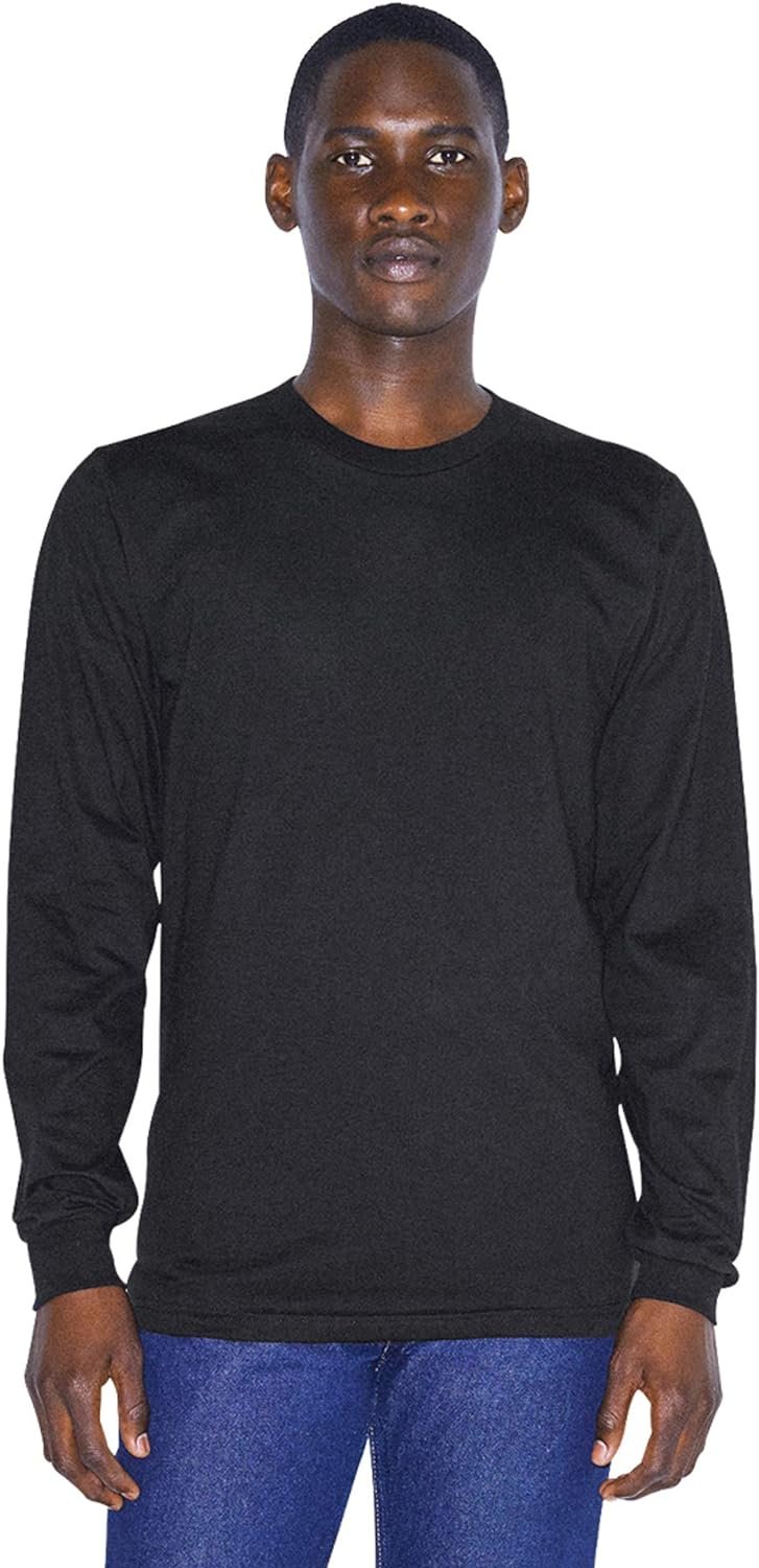 American Apparel Men's Organic Fine Jersey Crewneck Long Sleeve T-Shirt - Picture 2 of 11