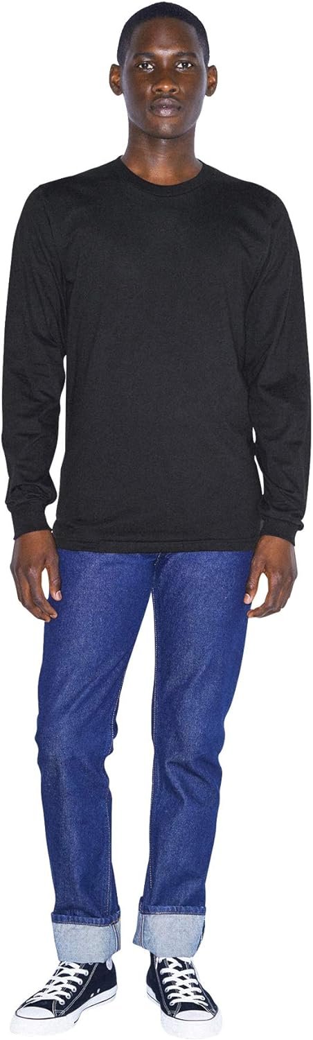 American Apparel Men's Organic Fine Jersey Crewneck Long Sleeve T-Shirt - Picture 6 of 11