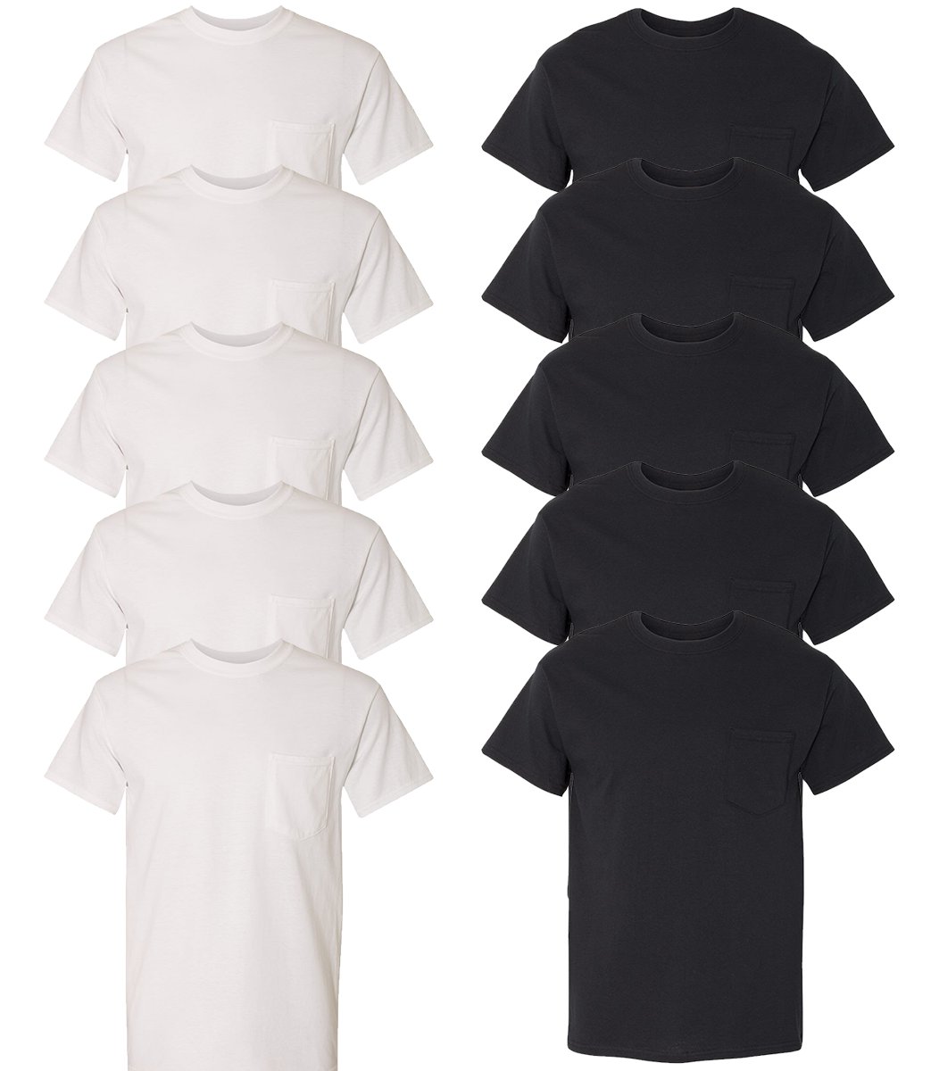 Gildan Pocket T-Shirt 10-Pack Crew Heavyweight 5.3oz 100% Preshrunk Cotton G530 - Picture 15 of 15