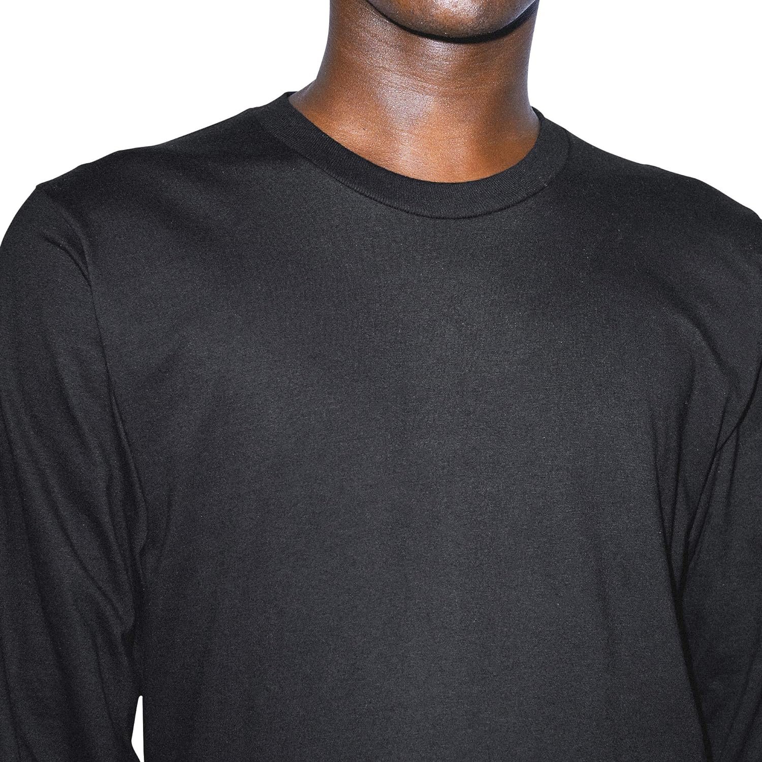 American Apparel Men's Organic Fine Jersey Crewneck Long Sleeve T-Shirt - Picture 5 of 11