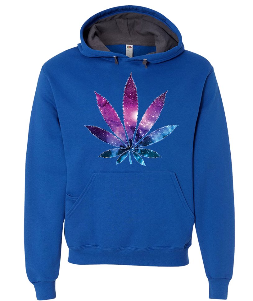 Cosmic Cannabis Hoodie Space Pot Leaf Galaxy Ultra Soft Unisex Pullover Hoodie - Picture 12 of 14