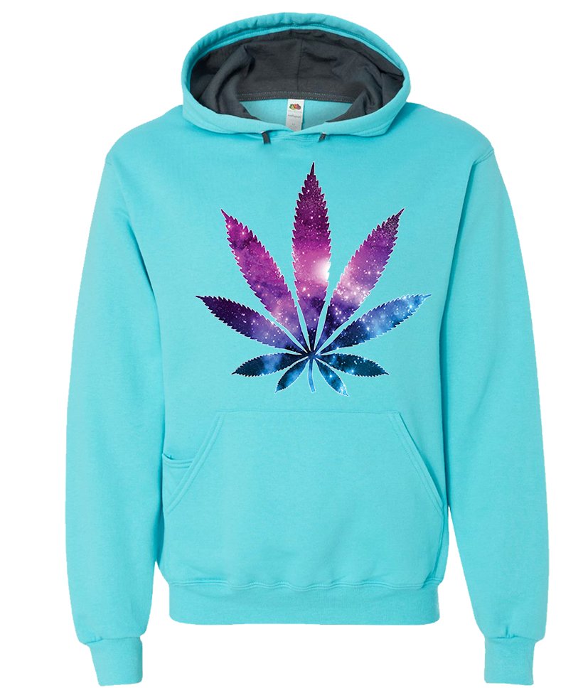 Cosmic Cannabis Hoodie Space Pot Leaf Galaxy Ultra Soft Unisex Pullover Hoodie - Picture 13 of 14