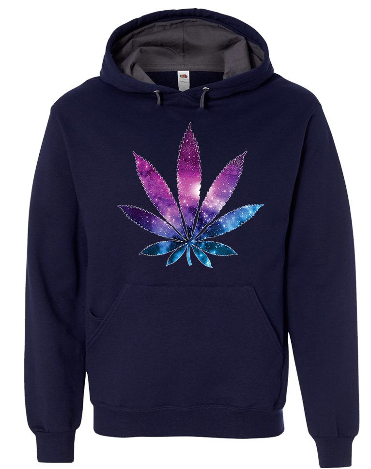 Cosmic Cannabis Hoodie Space Pot Leaf Galaxy Ultra Soft Unisex Pullover Hoodie - Picture 9 of 14
