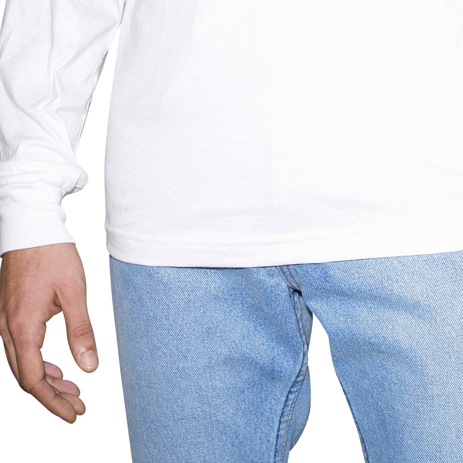 American Apparel Men's Organic Fine Jersey Crewneck Long Sleeve T-Shirt - Picture 10 of 11