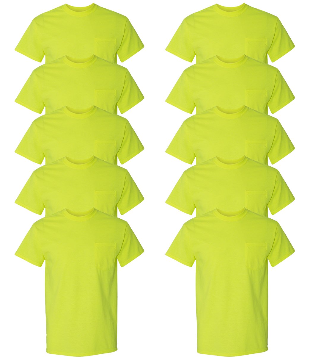 Gildan Pocket T-Shirt 10-Pack Crew Heavyweight 5.3oz 100% Preshrunk Cotton G530 - Picture 11 of 15