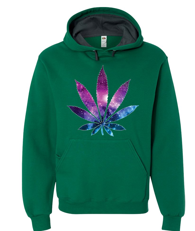 Cosmic Cannabis Hoodie Space Pot Leaf Galaxy Ultra Soft Unisex Pullover Hoodie - Picture 7 of 14