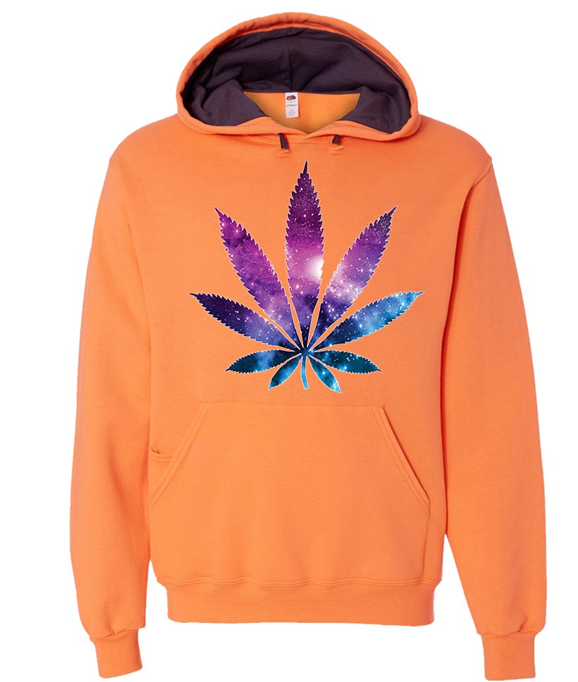 Cosmic Cannabis Hoodie Space Pot Leaf Galaxy Ultra Soft Unisex Pullover Hoodie - Picture 10 of 14
