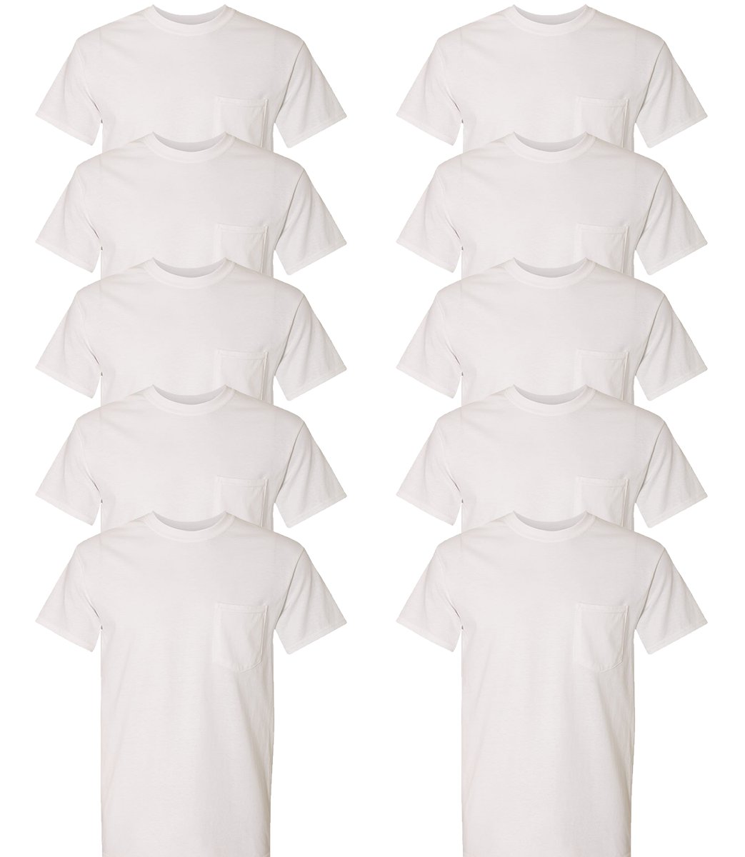 Gildan Pocket T-Shirt 10-Pack Crew Heavyweight 5.3oz 100% Preshrunk Cotton G530 - Picture 14 of 15