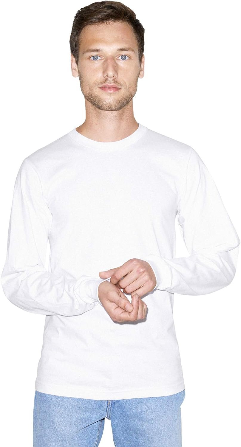 American Apparel Men's Organic Fine Jersey Crewneck Long Sleeve T-Shirt - Picture 7 of 11