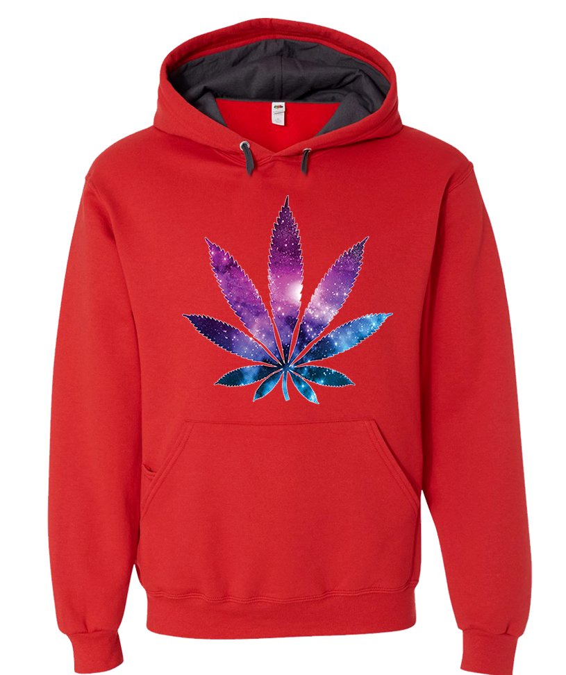 Cosmic Cannabis Hoodie Space Pot Leaf Galaxy Ultra Soft Unisex Pullover Hoodie - Picture 8 of 14