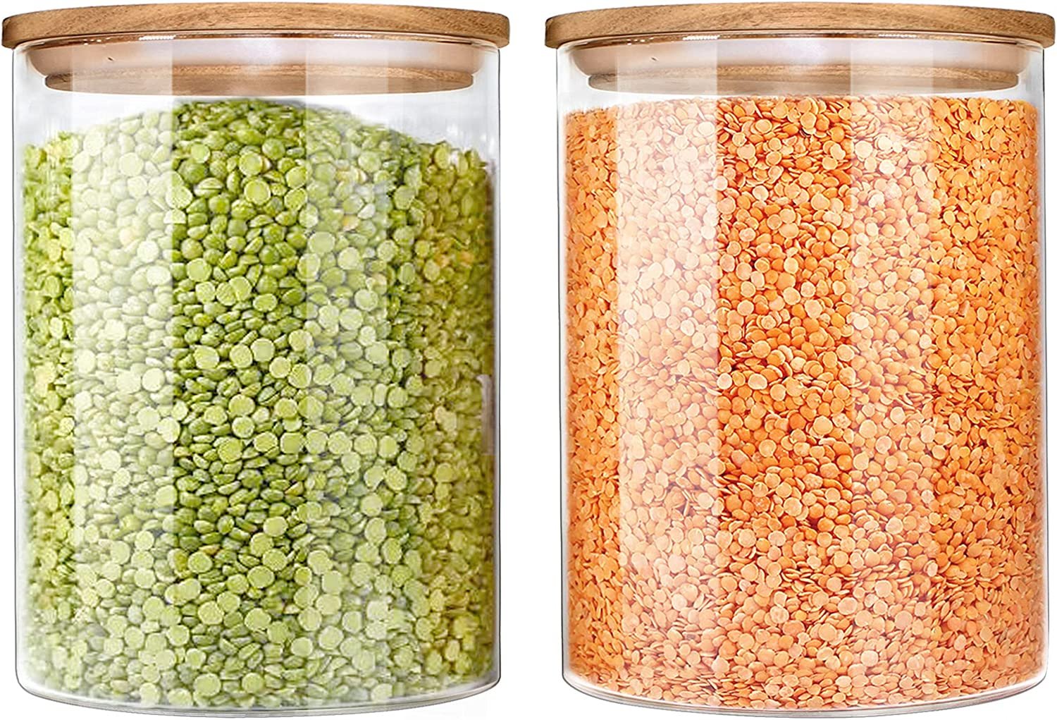 Urban Green Glass Jars with Airtight Lids, Airtight Glass Canisters with  Wood Lids, Glass Storage Containers with Bamboo Lid, Food Storage  Containers