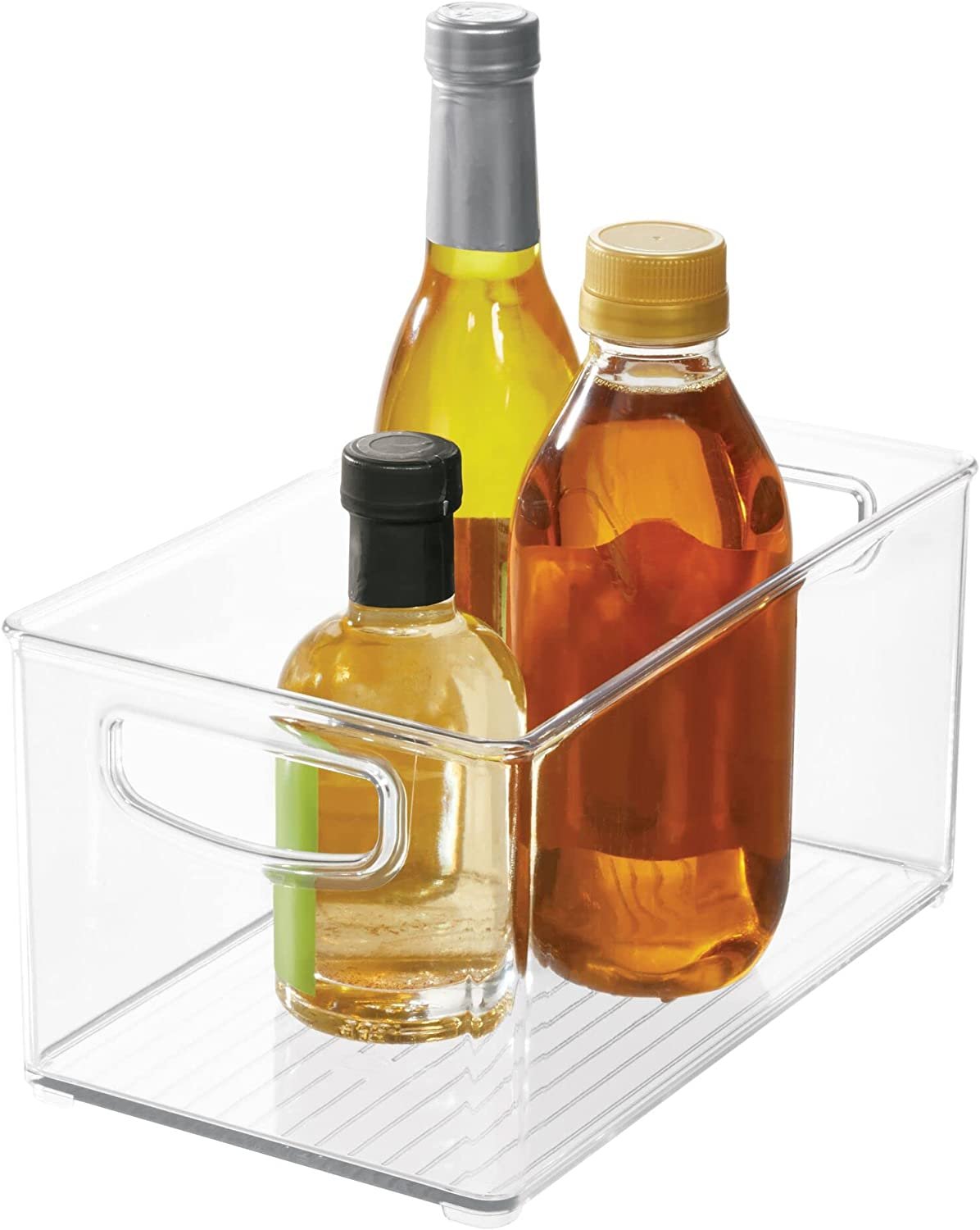 iDesign Linus Plastic Storage Bin with Handles for Kitchen, Fridge, Freezer, Pantry, and Cabinet Organization, BPA-Free, Clear