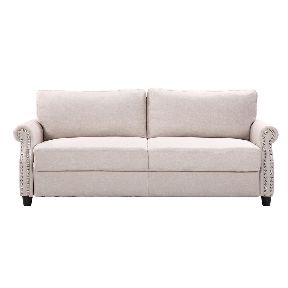 Classic Living Room Linen Sofa Nailhead Trim and Storage, Modern Couch ...