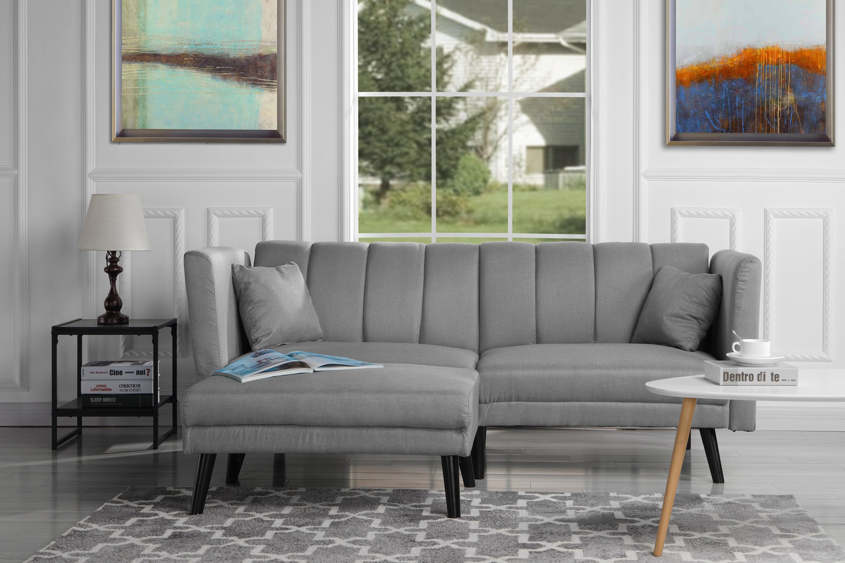 Details About Casual Guest Room Couch Light Grey Futon Sofa Bed Living Sleeper
