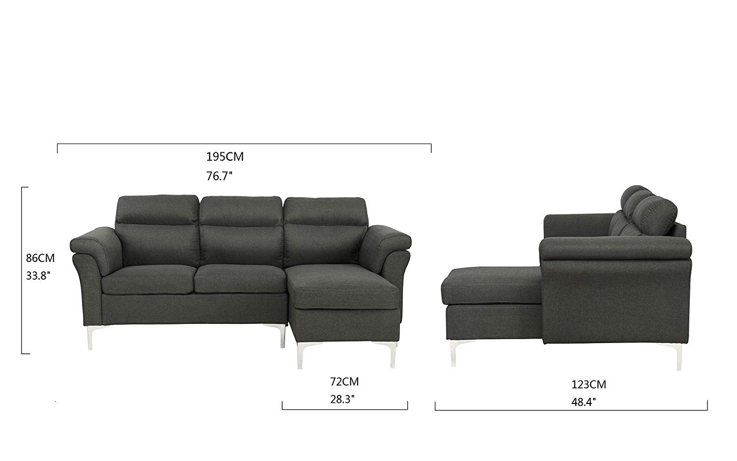 Home Kitchen Honbay Convertible Sectional Sofa Couch L