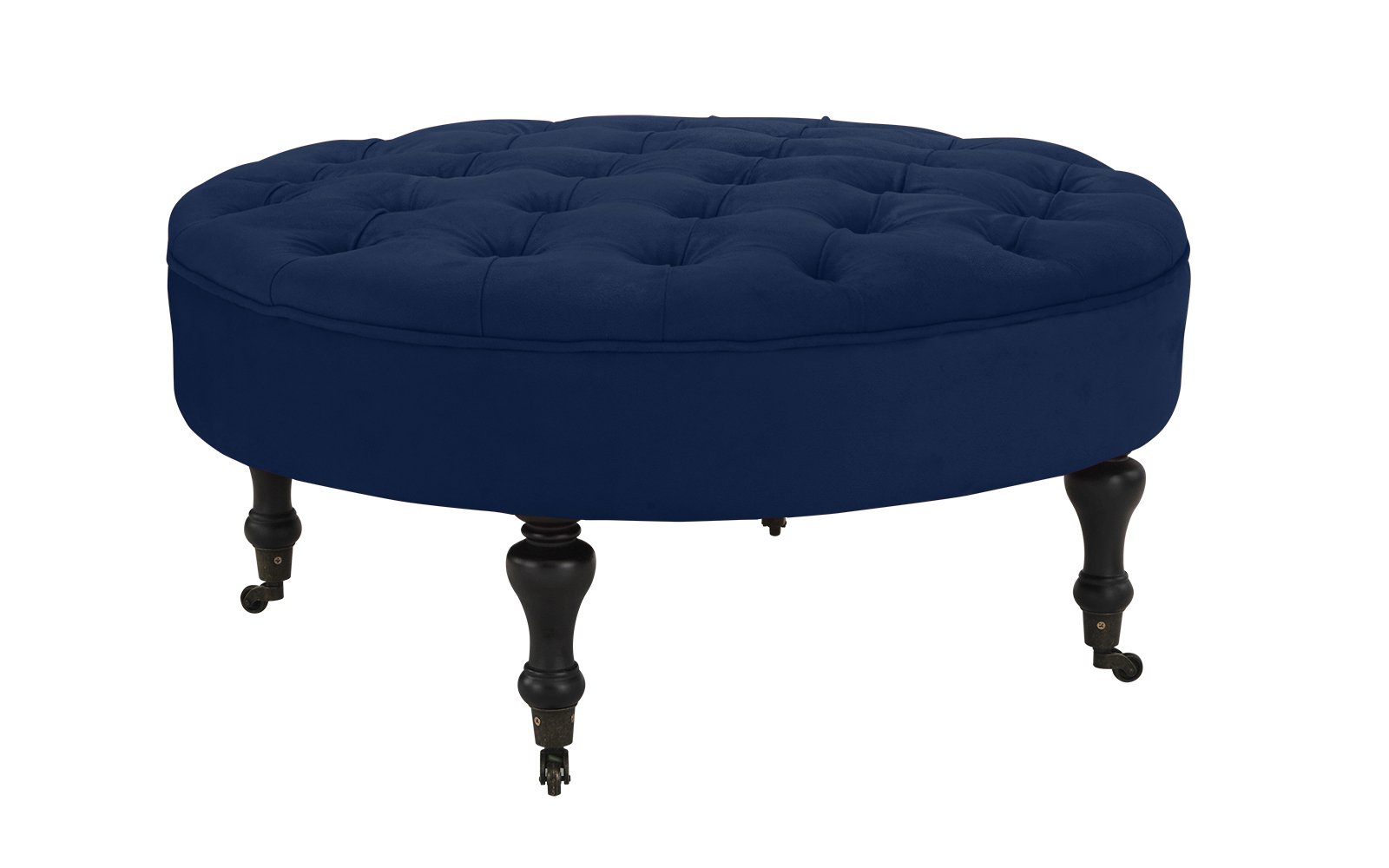 Modern Round Tufted Microfiber Coffee Table w/ Casters ...