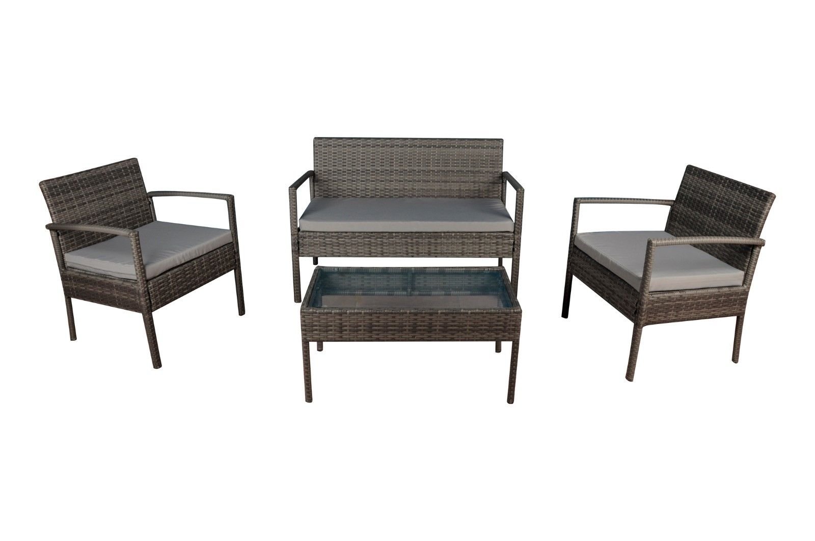 Details About Grey 4 Piece Modern Rattan Outdoor Patio Conversation Set