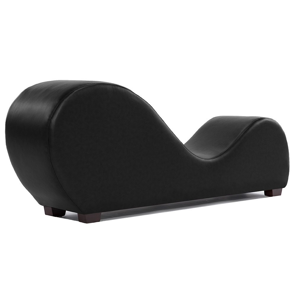 Stretch Exercise Chair In Black Premium Bonded Leather Yoga Chaise 