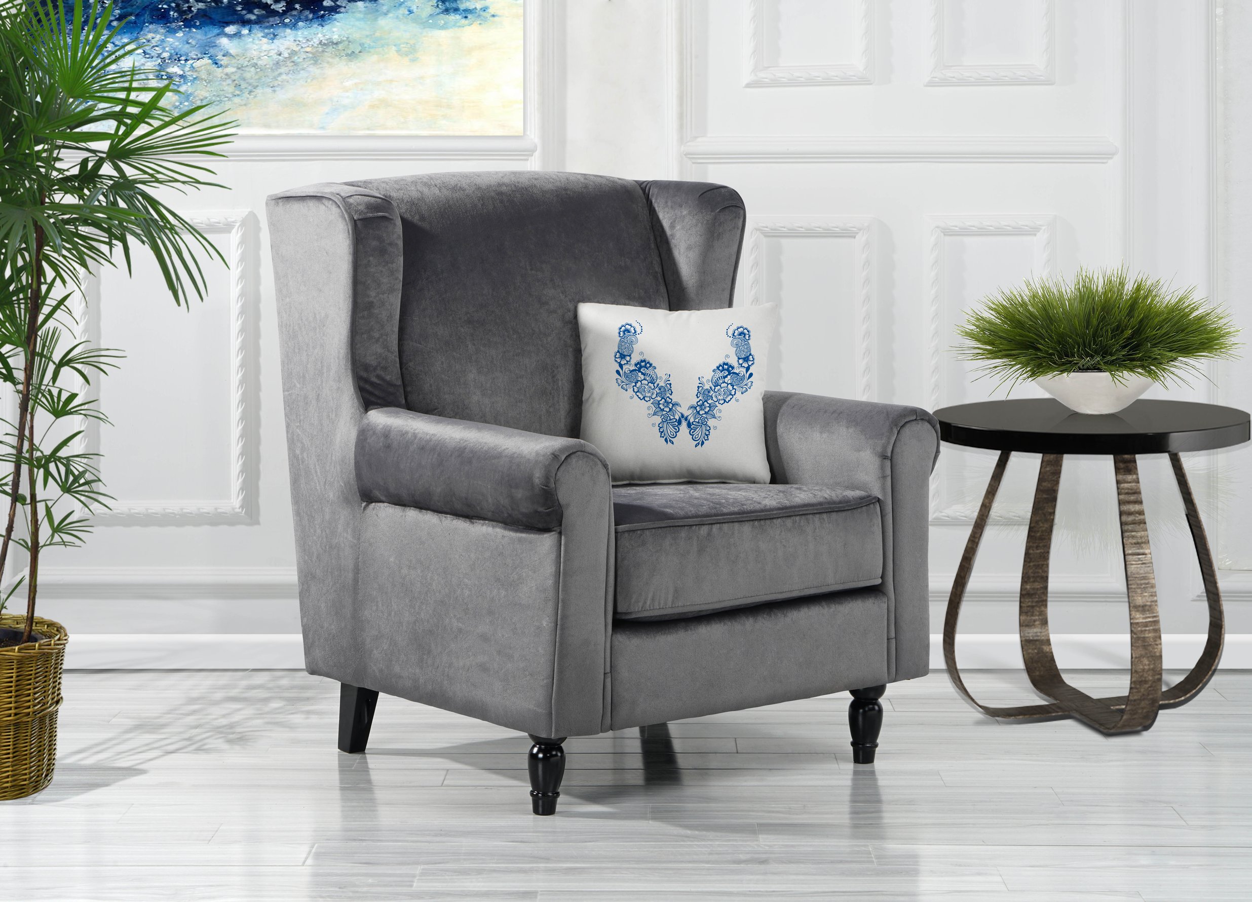 Contemporary Velvet Accent Chair Living Room Armchair with 