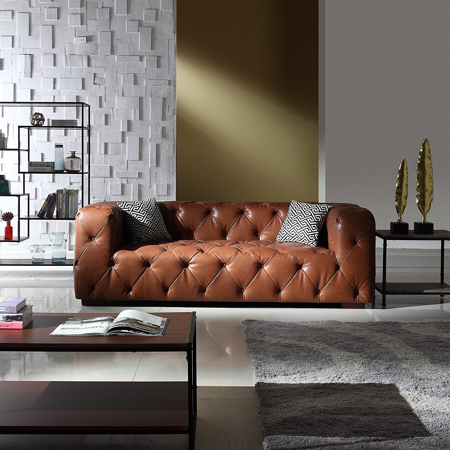 Details About Real Italian Leather Chesterfield Sofa Classic Living Room Couch Brown