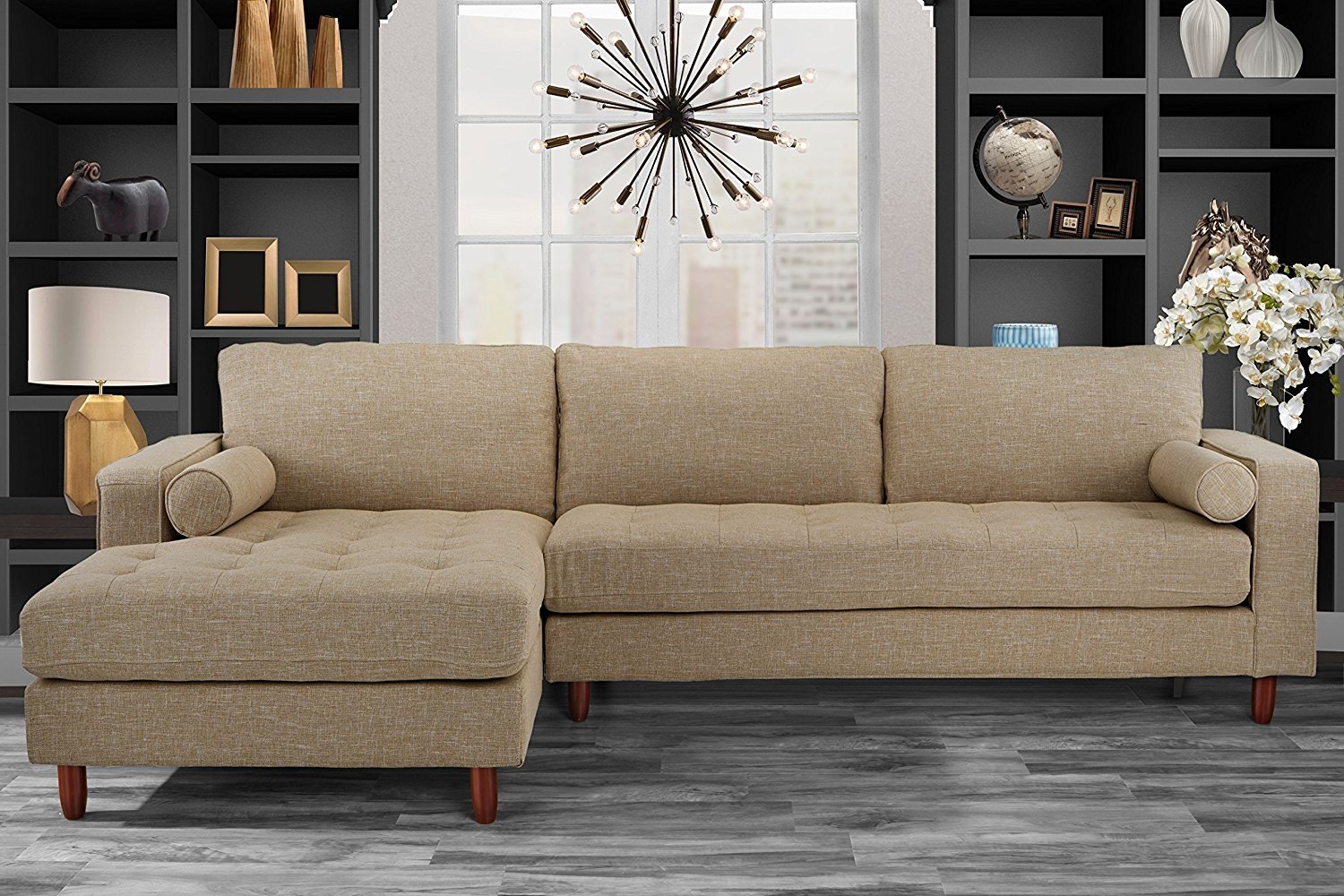 beige leathe top grain sectional sofa