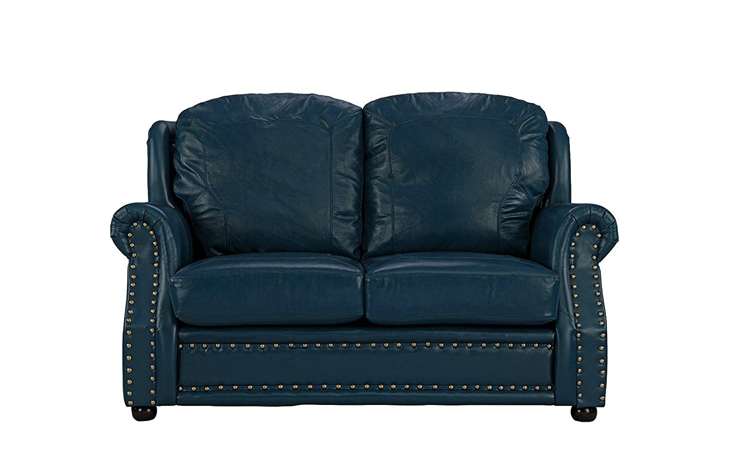 Leather Sofa 2 Seater, Living Room Couch Love Seat with Nailhead Trim (Blue) 662187610559 eBay