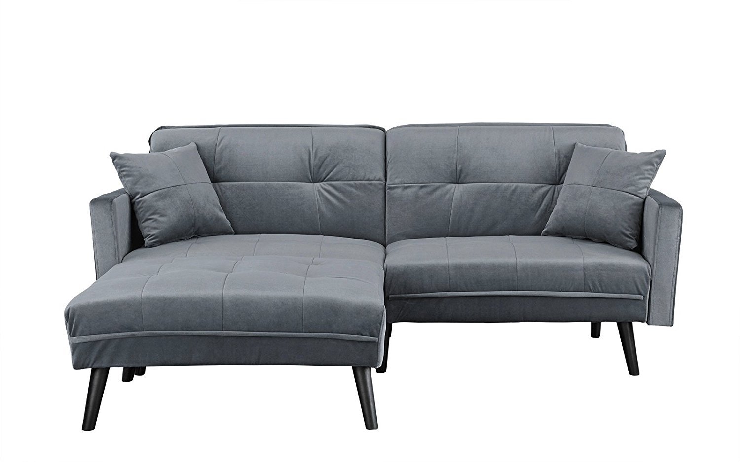 Details About Light Grey Brush Microfiber Futon Sofa Bed Living Room Sleeper With Ottoman