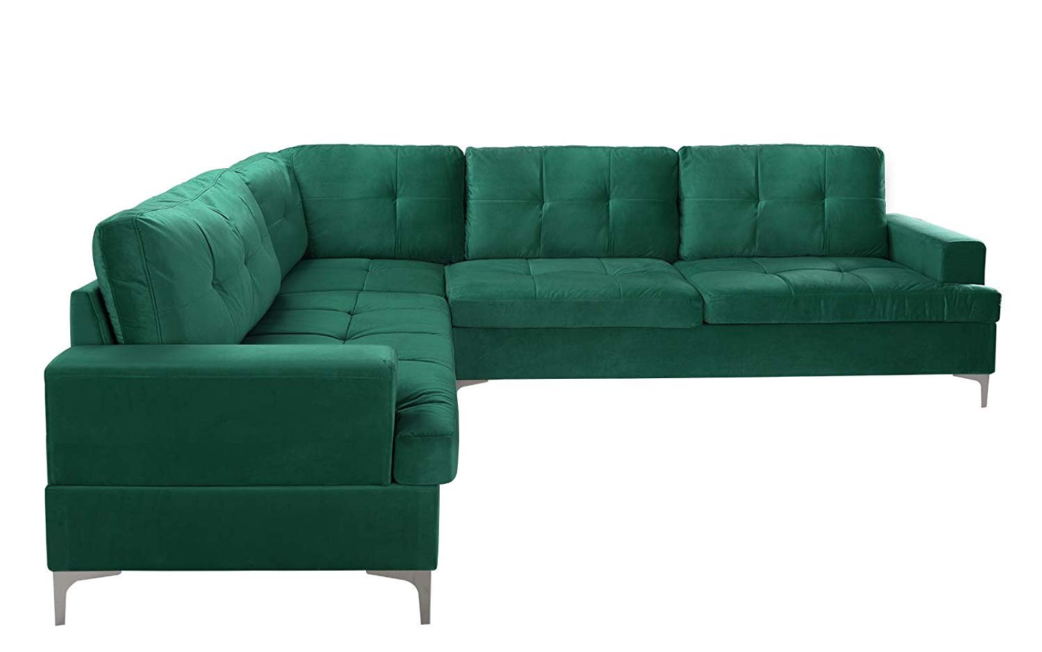 Large Tufted Velvet Sectional Sofa, Living Room L-Shape Modern Couch