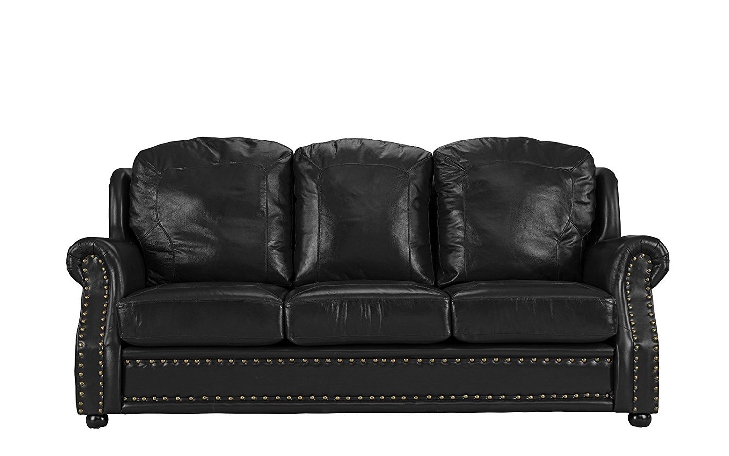 black leather sofa nailhead trim