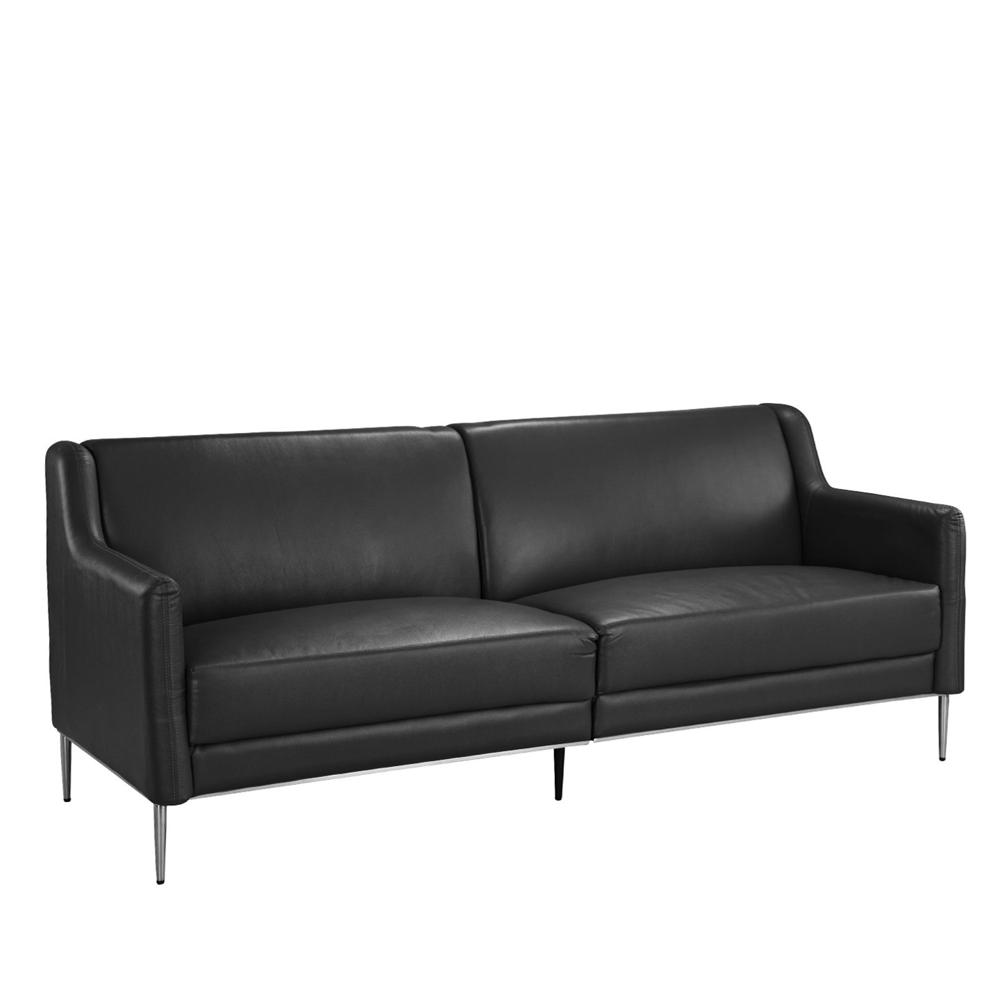Mid Century Style Leather Sofa 77 1 Inches Sleek Living Room Couch Mid Century Leather Sofa 77 1 Inches Sleek Simple Living Room Couch Black