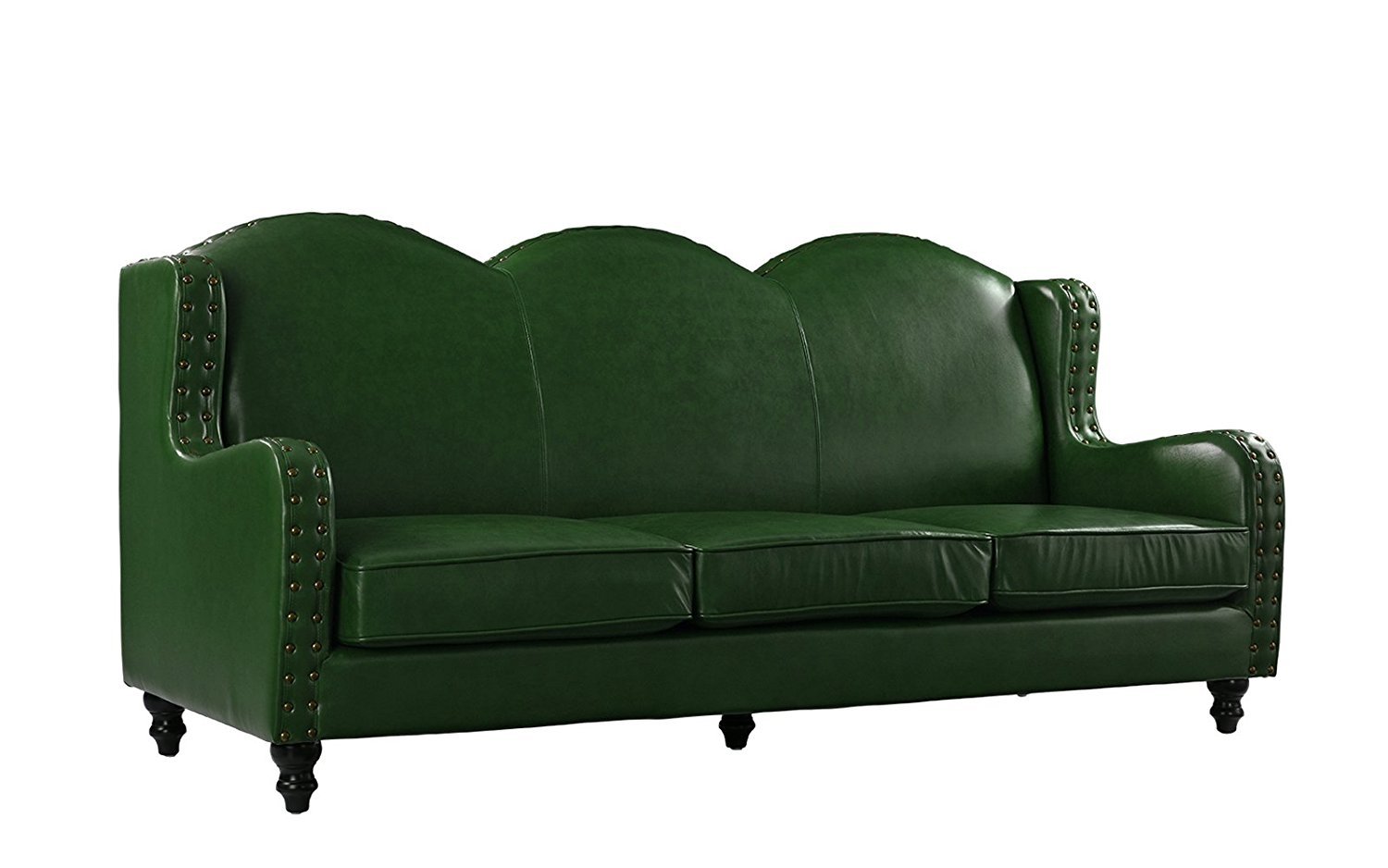 Details About Leather Sofa 3 Seater Living Room Couch Loveseat For Nailheads Green
