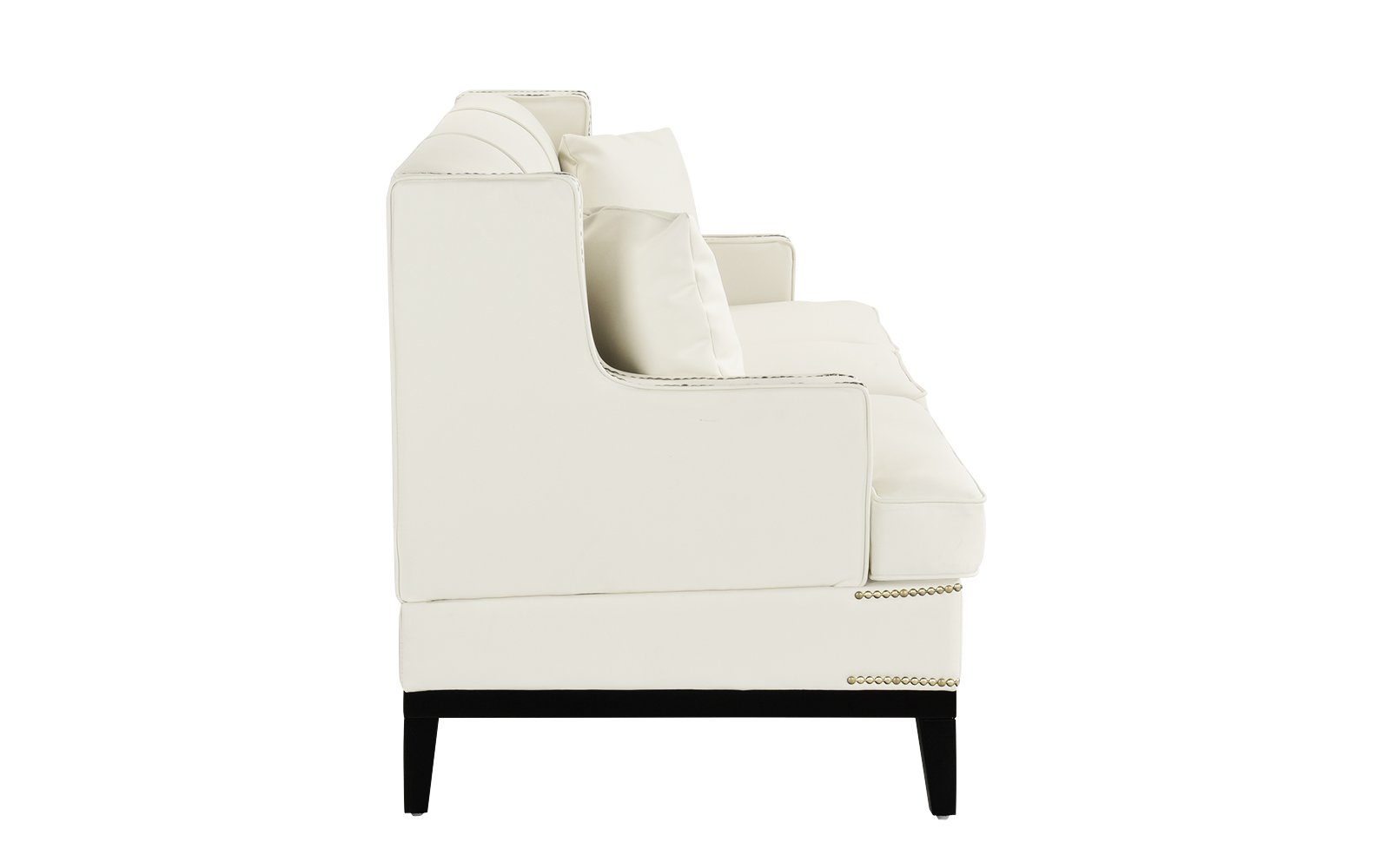Details About White Contemporary Modern Bonded Leather Sofa With Nailhead Trim Wooden Frame
