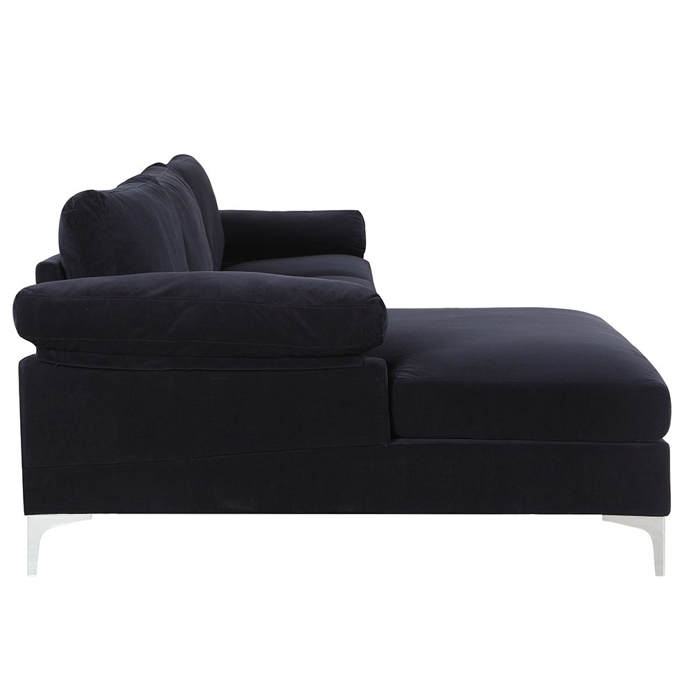 Modern Large Velvet Fabric Sectional Sofa with Extra Wide ...