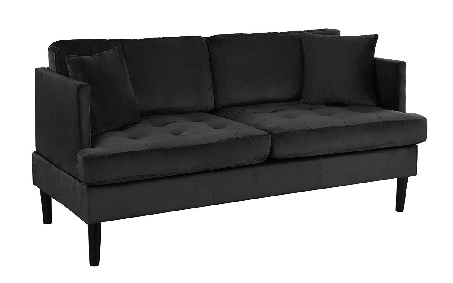 Mid Century Velvet Loveseat Sofa w/ Removable, High Density Tufted ...