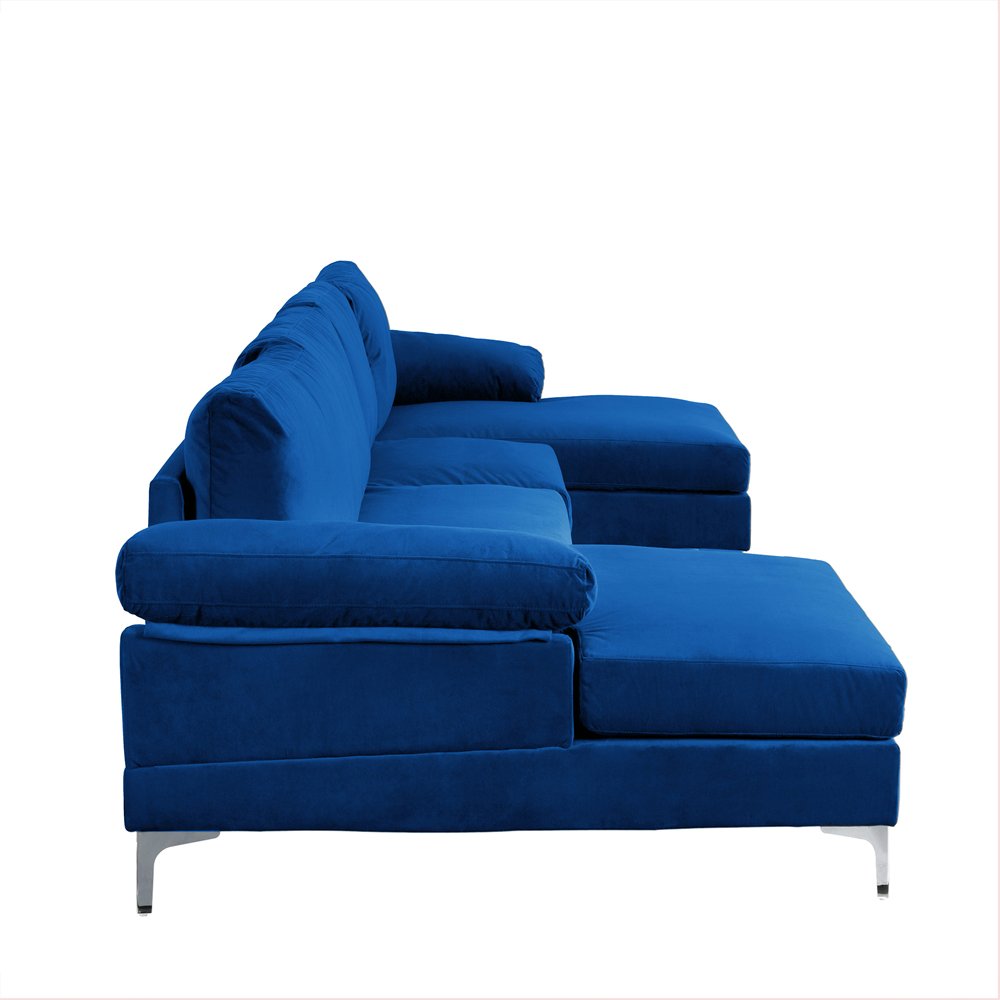 Modern U Shape Sectional Sofa Double Chaise Lounge Royal Blue Velvet Couch 649862752919 Ebay