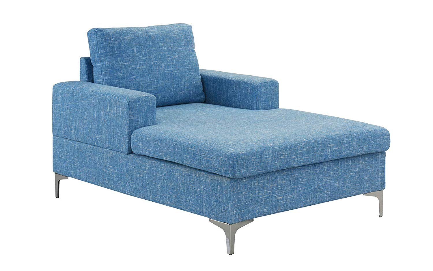 Modern Chaise Lounge, Mid Century Linen Fabric Classic Chair (Light