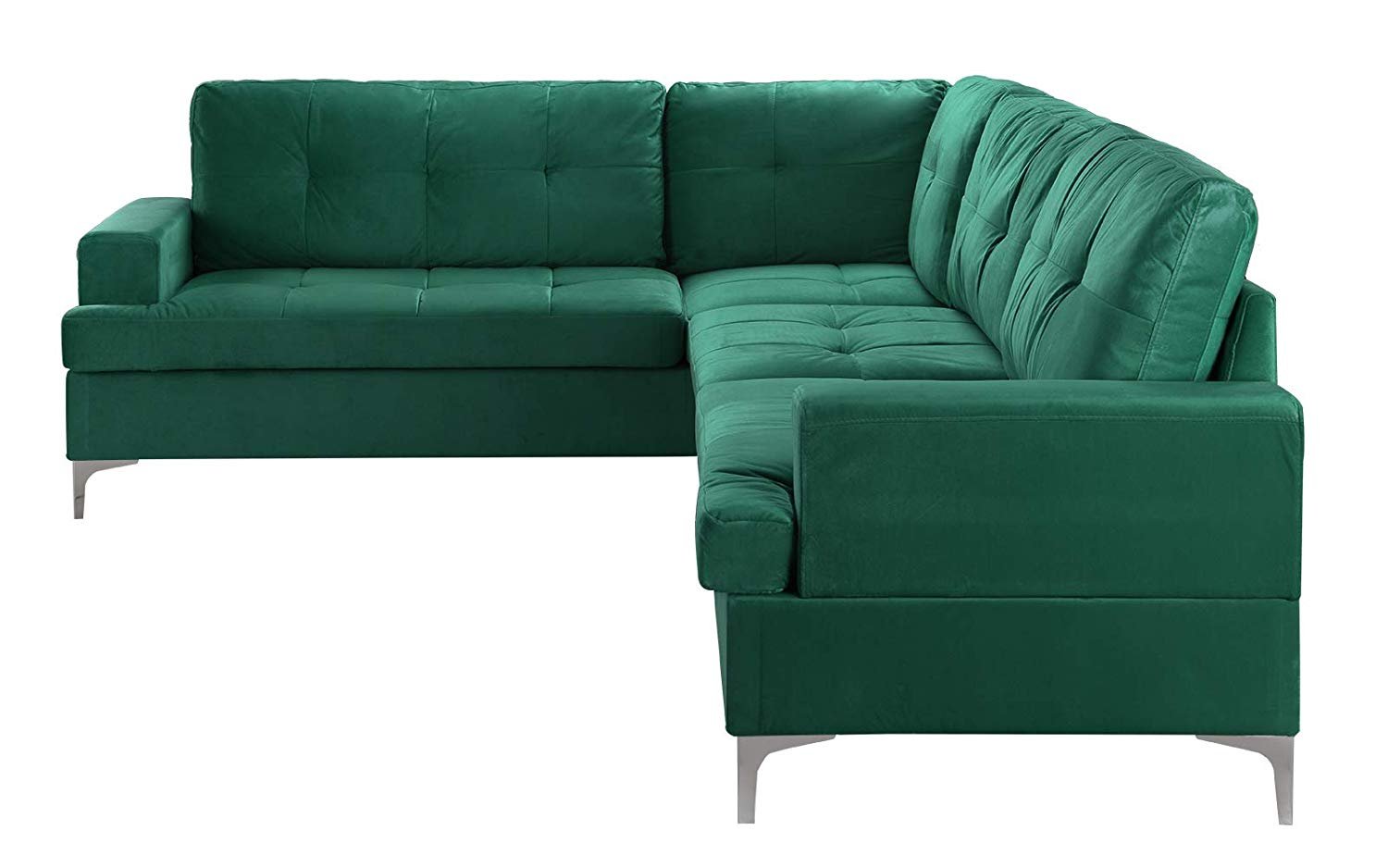 Large Tufted Velvet Sectional Sofa, Living Room L-Shape Modern Couch