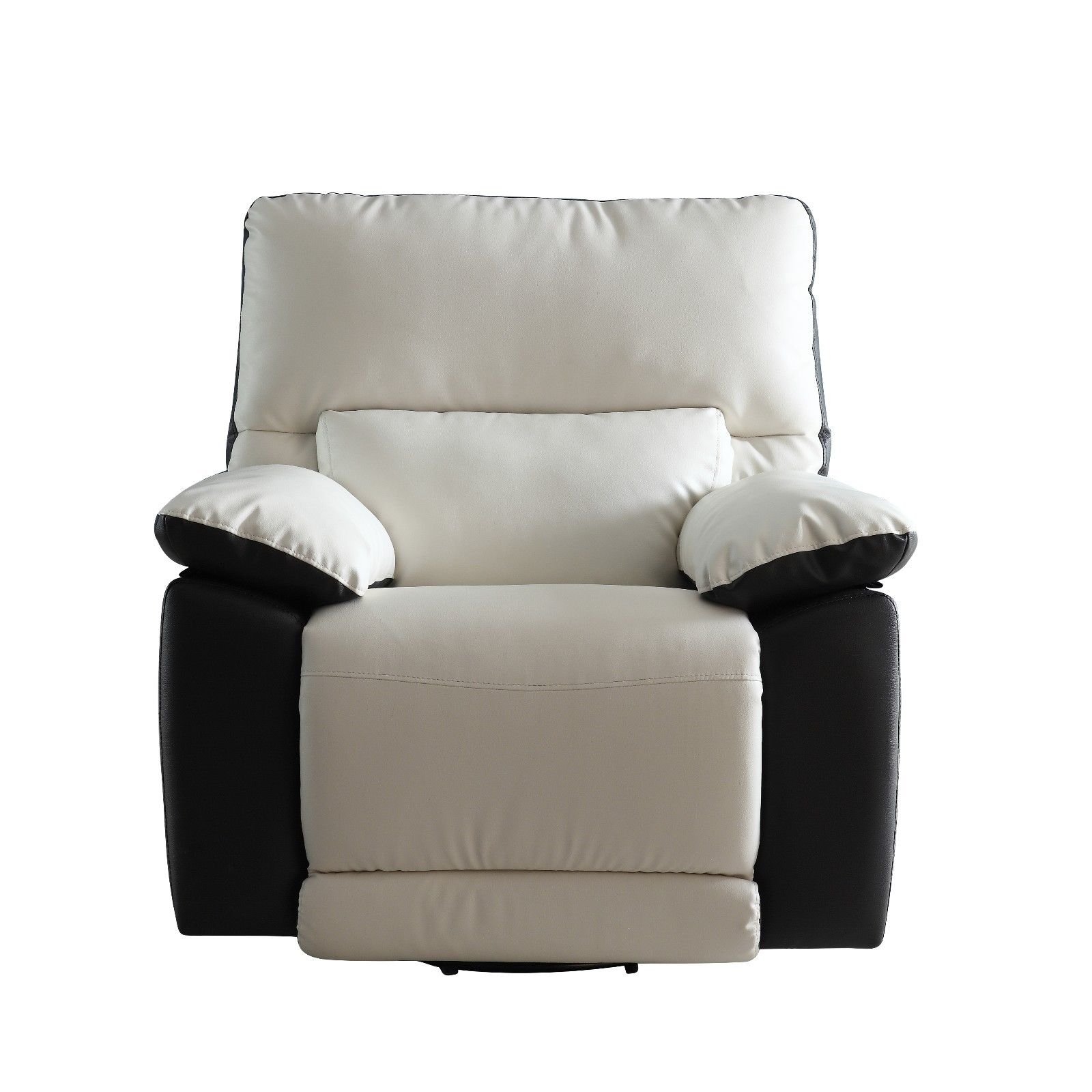 Modern Home Furniture Two Tone Bonded Leather Oversize Recliner Click Thumbnails To Enlarge