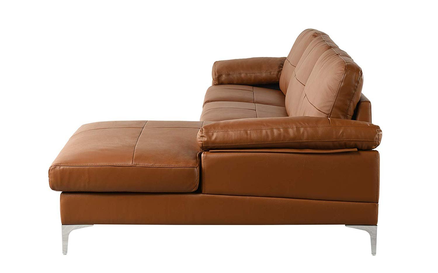 Camel Large Leather Sectional Sofa, L-Shape Couch with ...